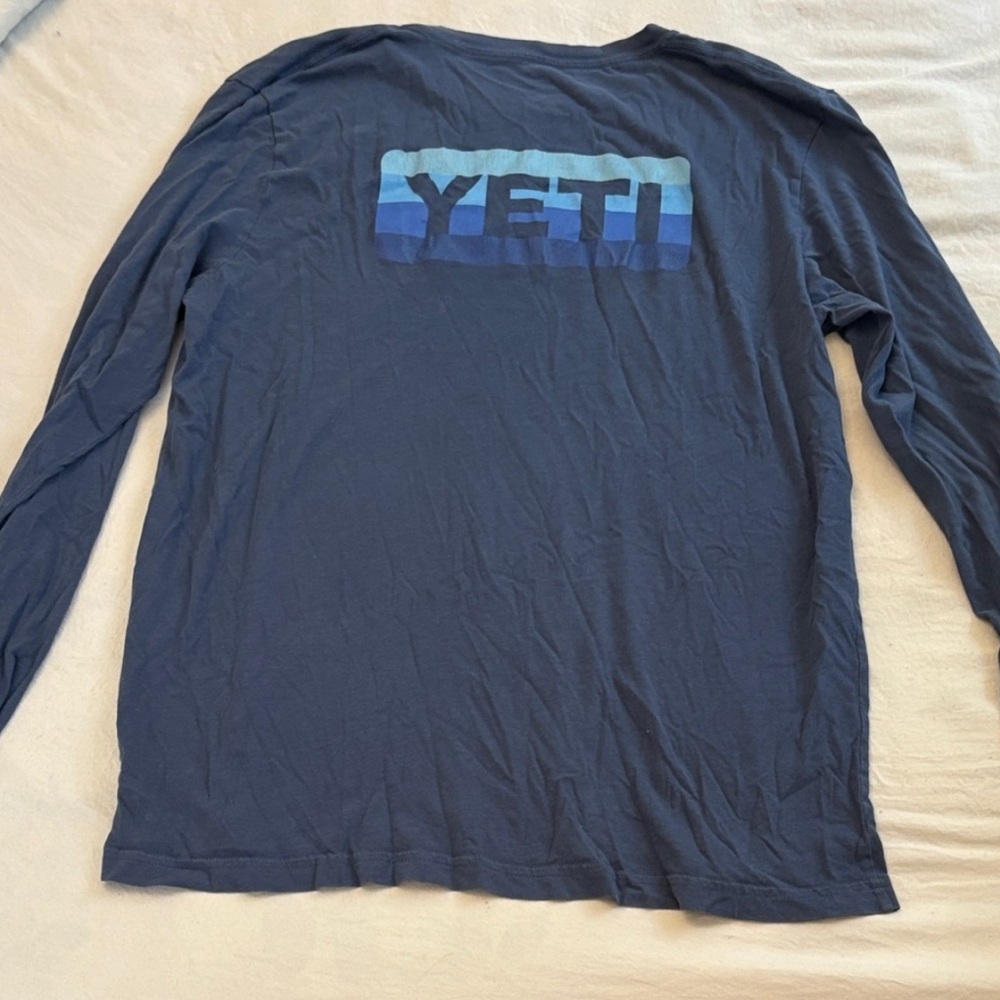 YETI Men's Navy Long Sleeve Tee - Picture 3 of 5